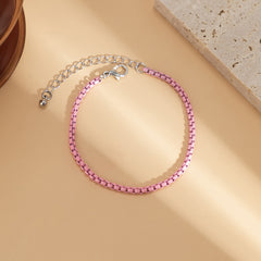 Pink Enamel Popcorn Chain Bracelet