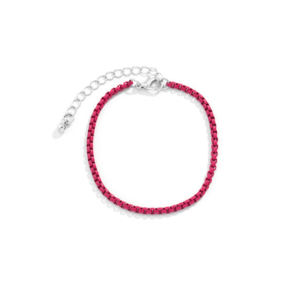 Red Enamel Popcorn Chain Bracelet, bracelet for women, elegant gift for her, detail close-up