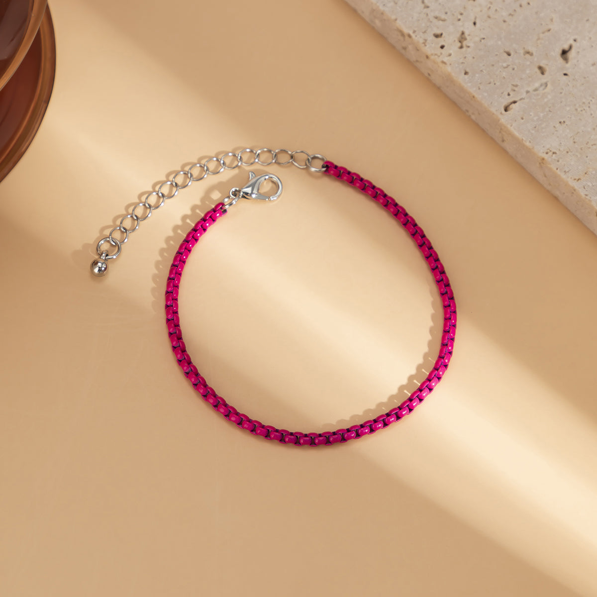 Red Enamel Popcorn Chain Bracelet, bracelet for women, elegant gift for her, styled look