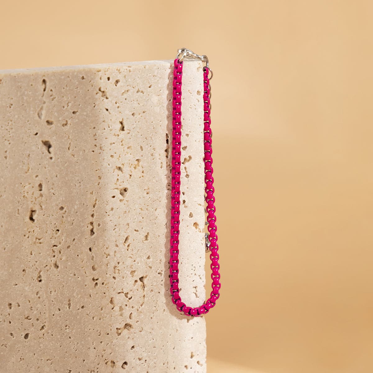 Red Enamel Popcorn Chain Bracelet, bracelet for women, elegant gift for her, front view