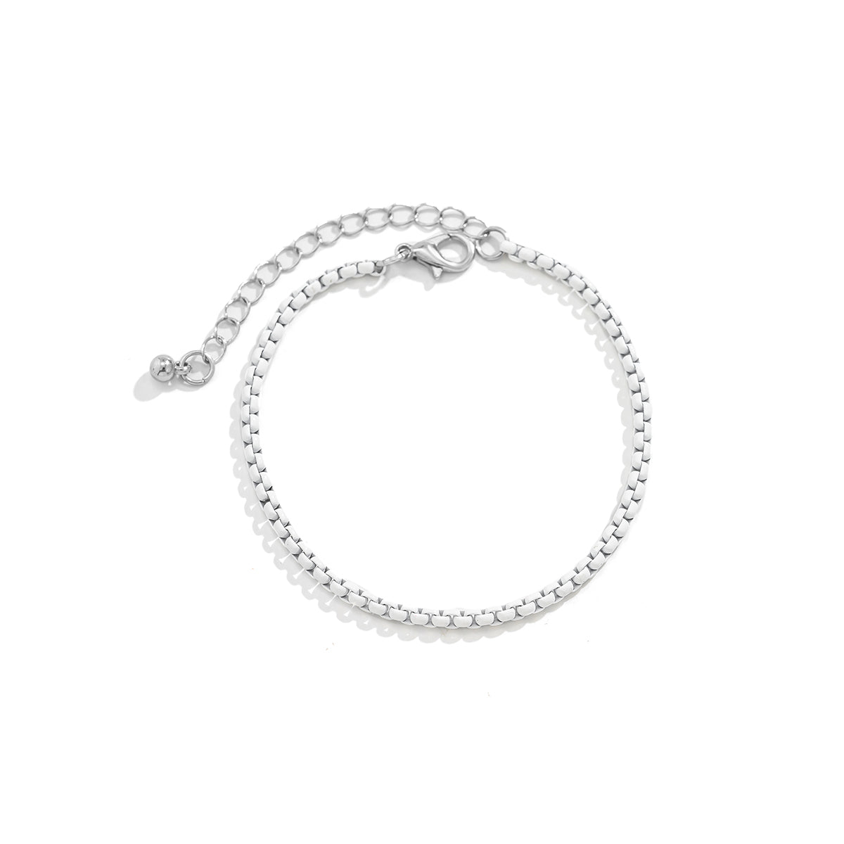 White Enamel and Silver-Plated Chain Bracelet, silver bracelet for women, dainty minimalist design, lifestyle look