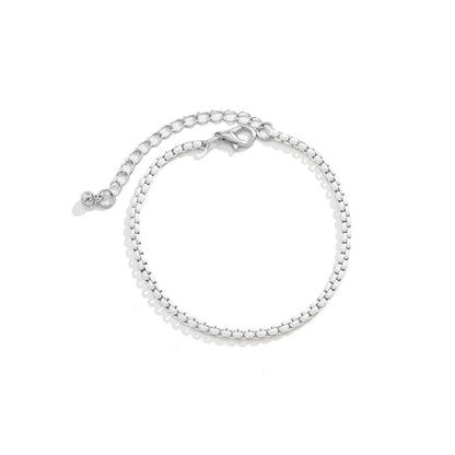 White Enamel and Silver-Plated Chain Bracelet, silver bracelet for women, dainty minimalist design, lifestyle look