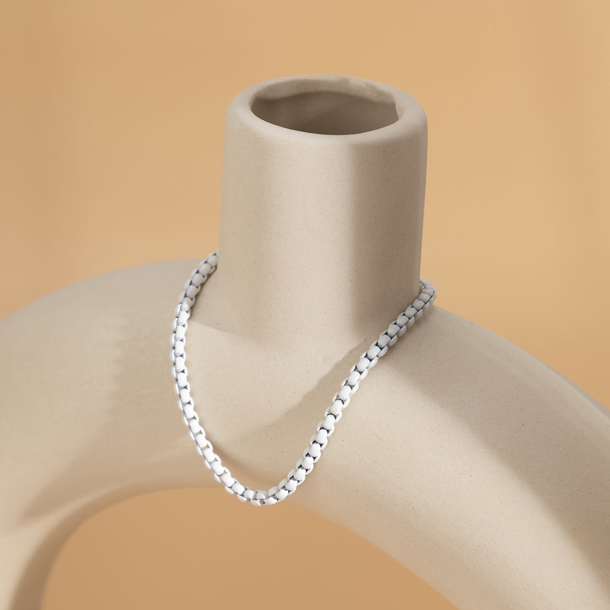 White Enamel and Silver-Plated Chain Bracelet, silver bracelet for women, dainty minimalist design, styled look