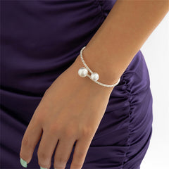 Pearl & Cubic Zirconia Silver-Plated Cuff