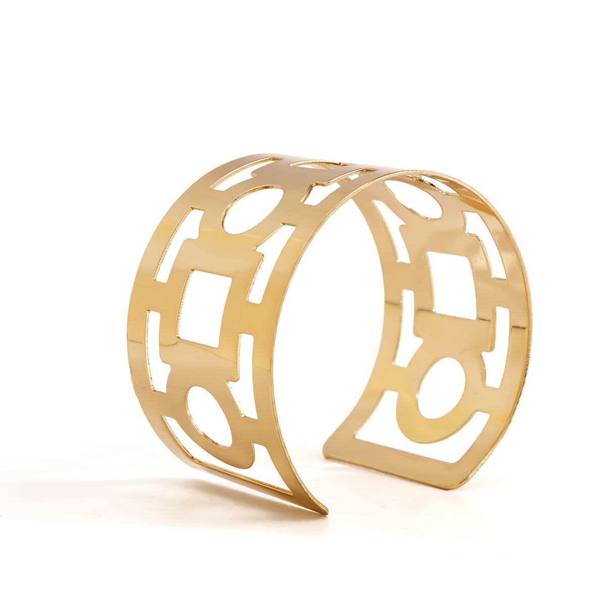 18K Gold-Plated Openwork Geometric Cuff, gold bracelet for women, everyday style, lifestyle look