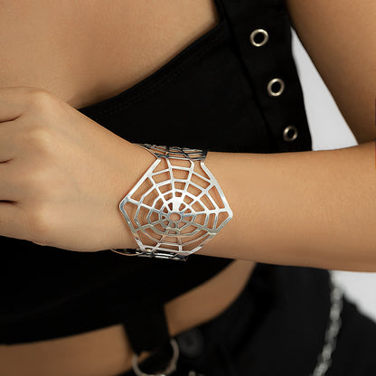 Silver-Plated Web Cuff Bracelet, silver bracelet for women, everyday style, side view