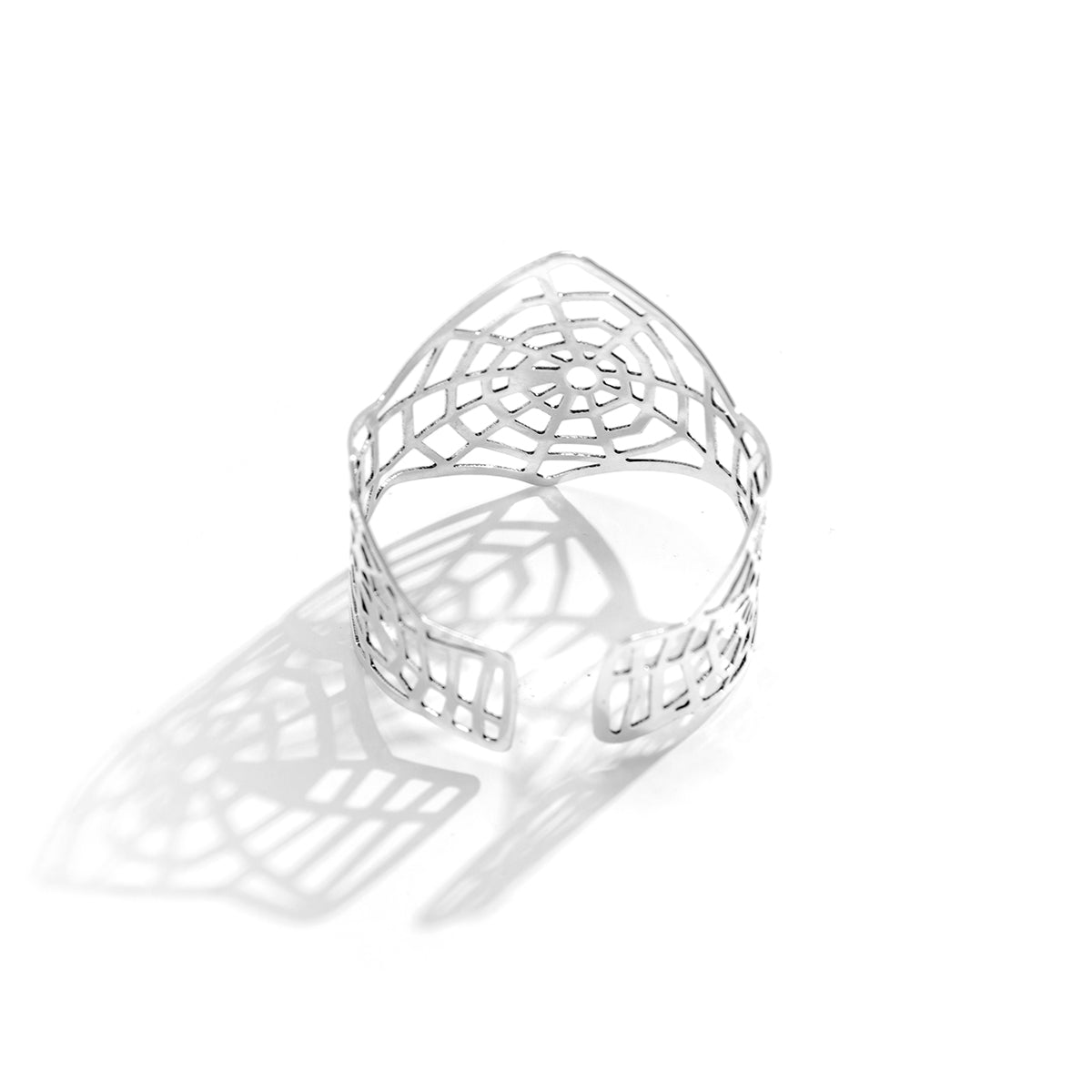 Silver-Plated Web Cuff Bracelet, silver bracelet for women, everyday style, lifestyle look