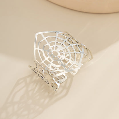 Silver-Plated Web Cuff Bracelet, silver bracelet for women, everyday style, styled look