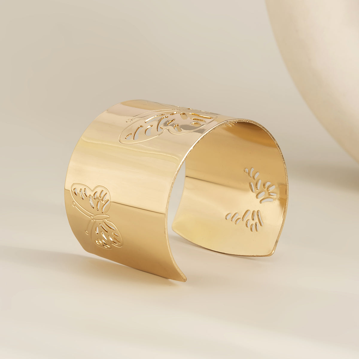 18K Gold-Plated Openwork Butterfly Cuff, gold bracelet for women, everyday style, styled look