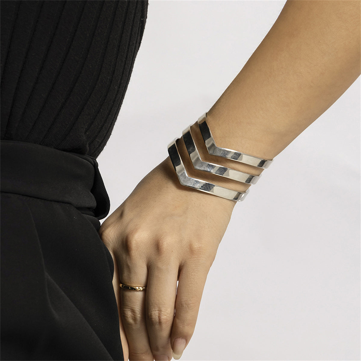 Silver-Plated Layered Arrow Cuff
