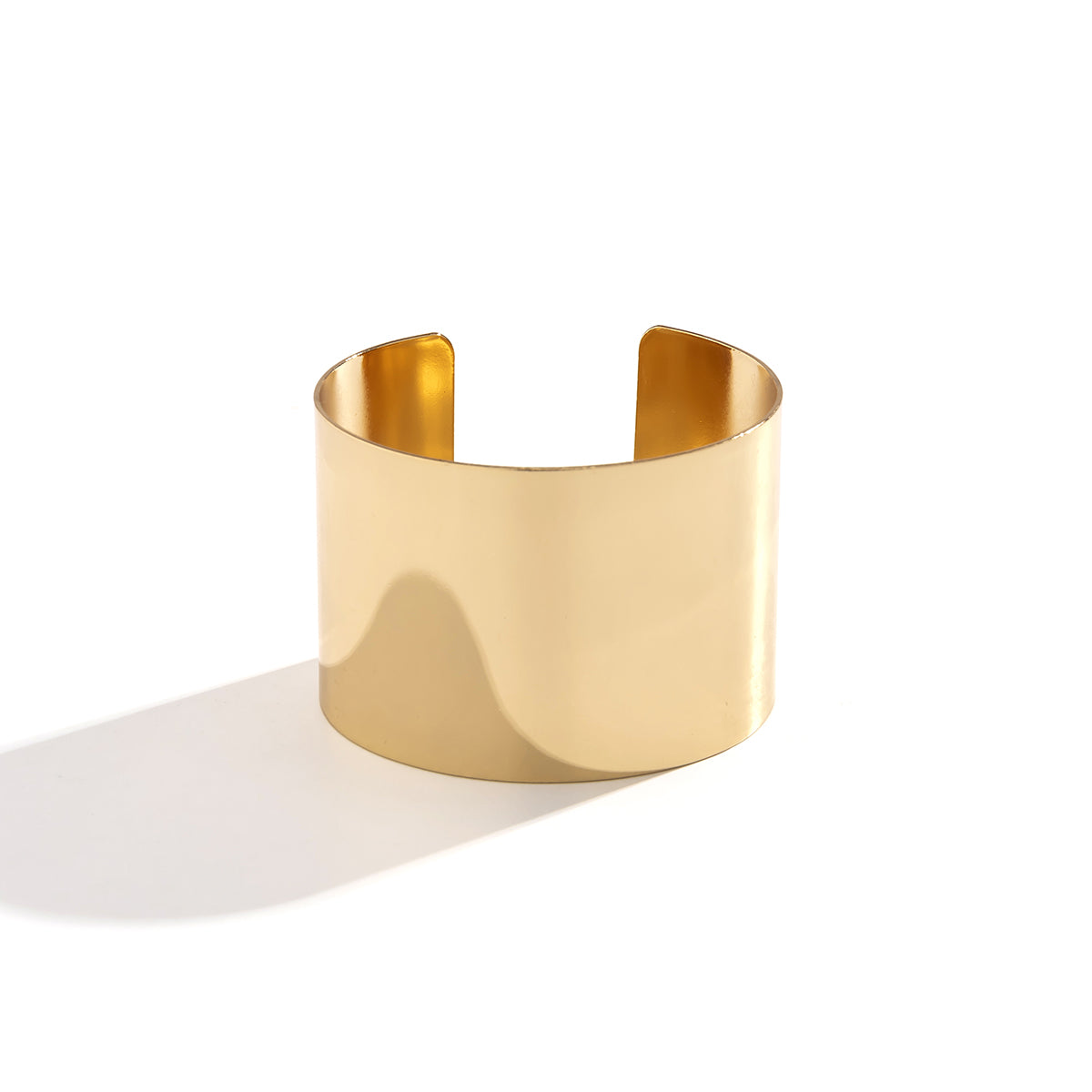 18K Gold-Plated Wide Wrap Cuff, gold bracelet for women, dainty minimalist design, front view