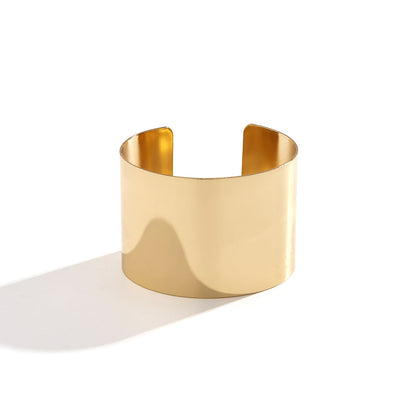 18K Gold-Plated Wide Wrap Cuff, gold bracelet for women, dainty minimalist design, front view
