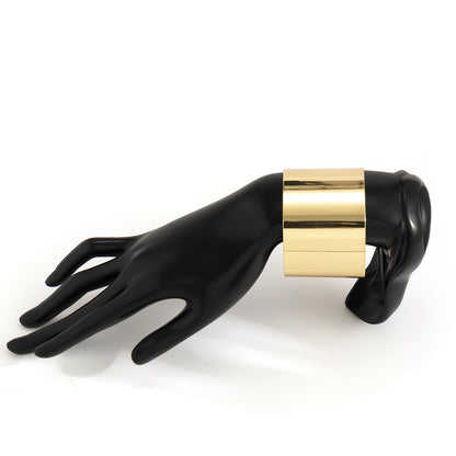 18K Gold-Plated Wide Wrap Cuff, gold bracelet for women, dainty minimalist design, styled look