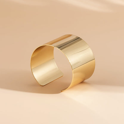 18K Gold-Plated Wide Wrap Cuff, gold bracelet for women, dainty minimalist design, side view