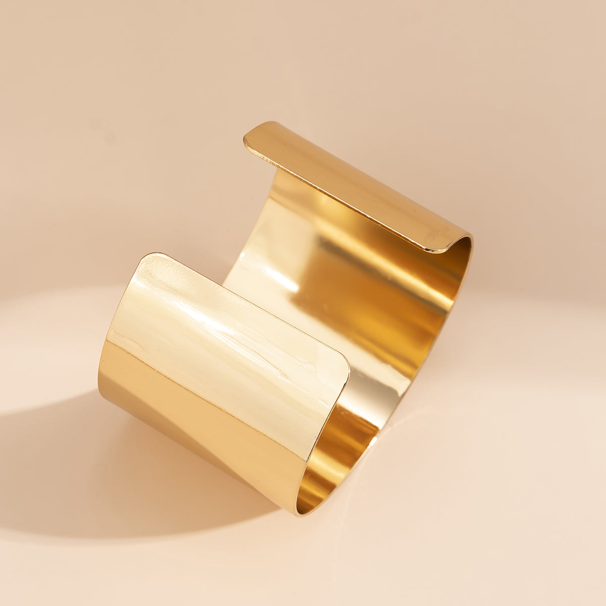 18K Gold-Plated Wide Wrap Cuff, gold bracelet for women, dainty minimalist design, detail close-up