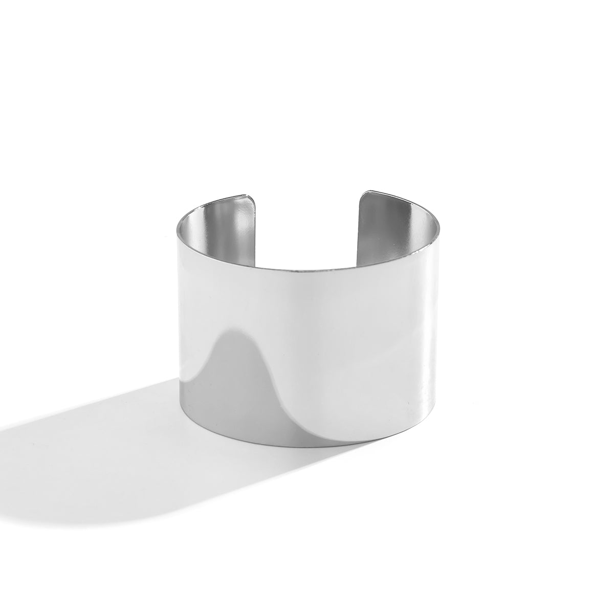 Silver-Plated Wide Wrap Cuff, silver bracelet for women, dainty minimalist design, detail close-up