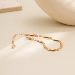 18K Gold-Plated Twisted Snake Chain Bracelet