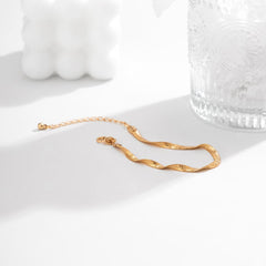 18K Gold-Plated Twisted Snake Chain Bracelet