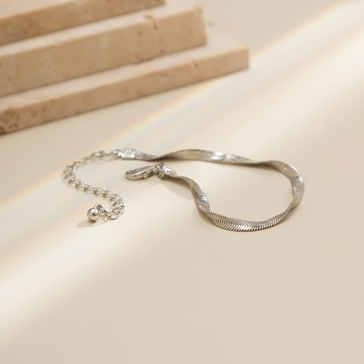 Silver-Plated Twisted Snake Chain Bracelet