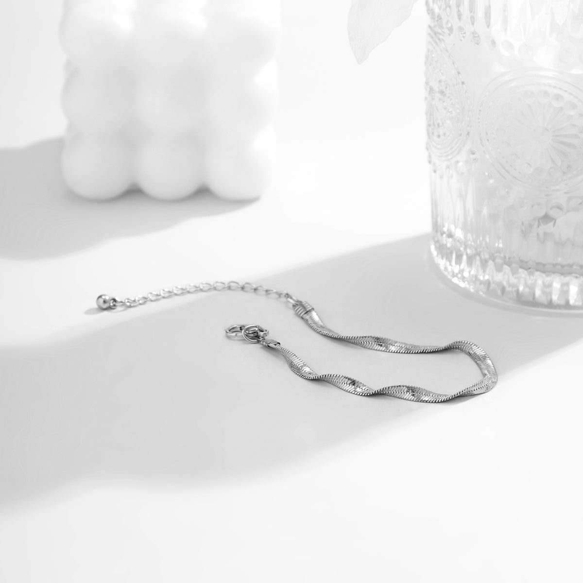 Silver-Plated Twisted Snake Chain Bracelet