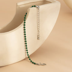 Green Enamel & Silver-Plated Beaded Chain Bracelet