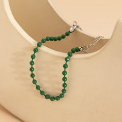 Green Enamel & Silver-Plated Beaded Chain Bracelet