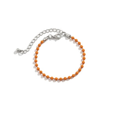 Orange Enamel & Silver-Plated Beaded Chain Bracelet