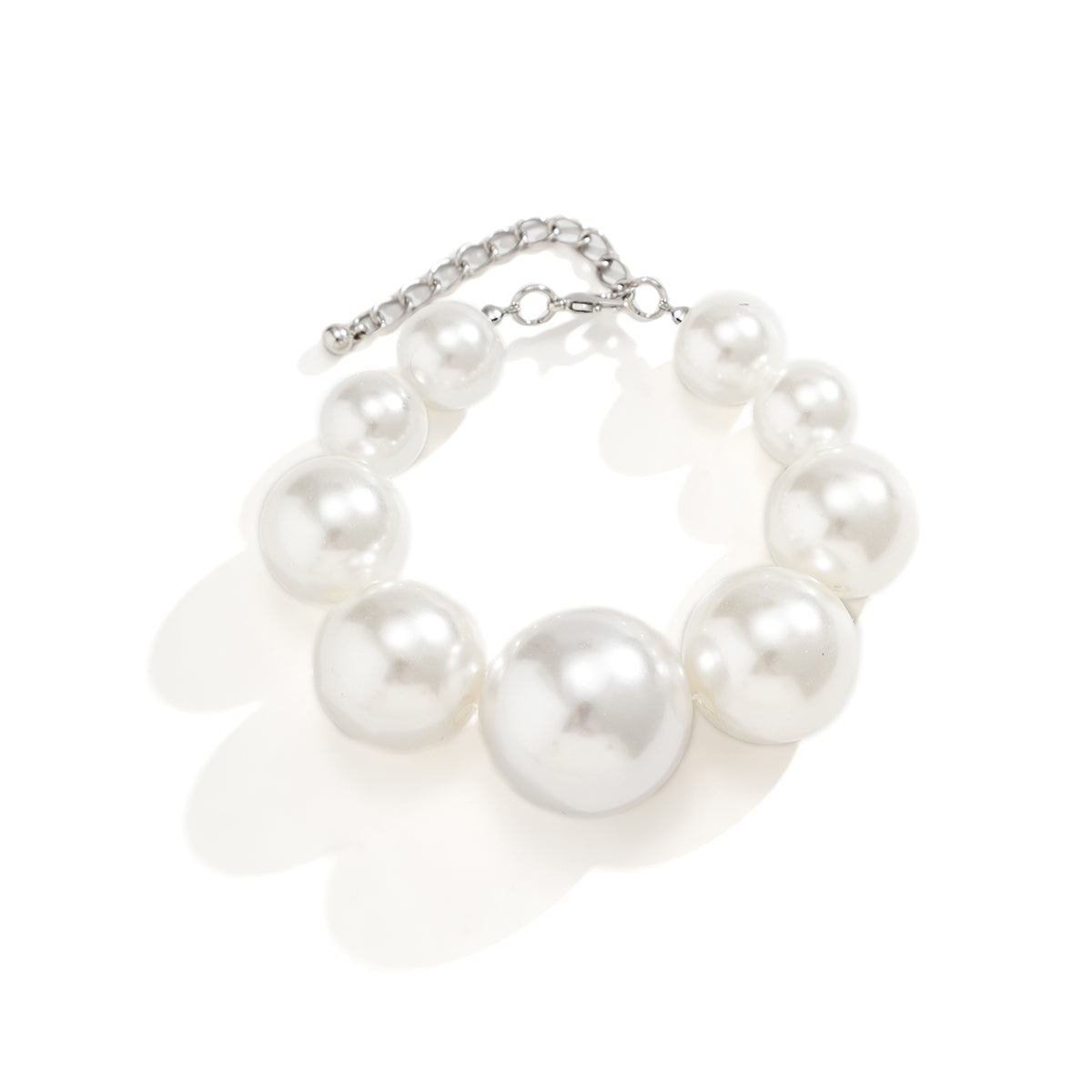 Pearl and Silver-Plated Ball Bead Bracelet, silver bracelet for women, vintage-inspired design, styled look