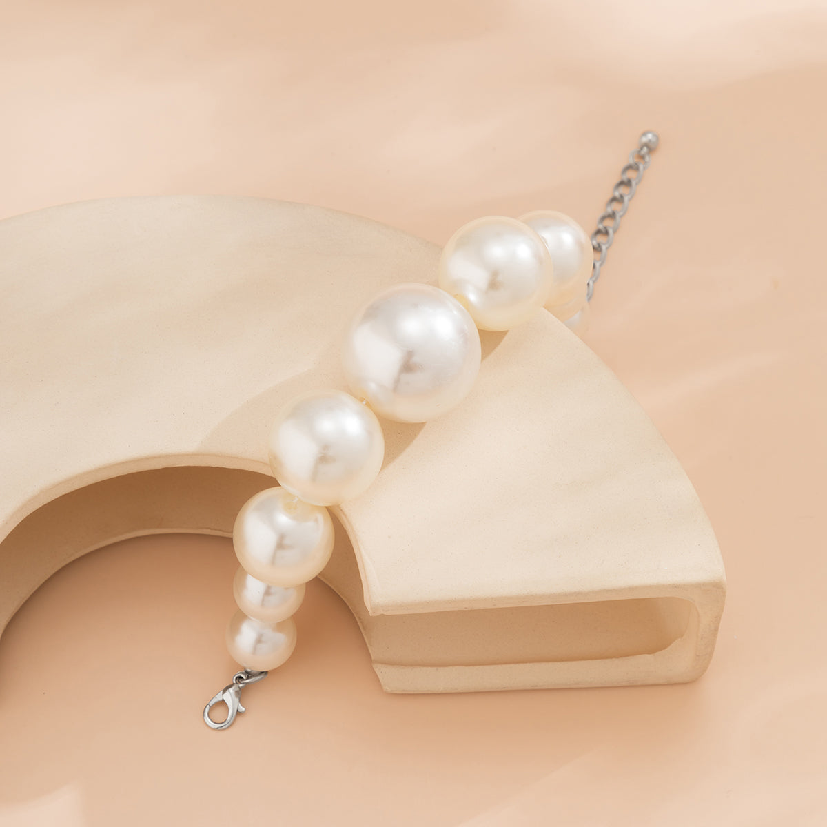 Pearl and Silver-Plated Ball Bead Bracelet, silver bracelet for women, vintage-inspired design, lifestyle look