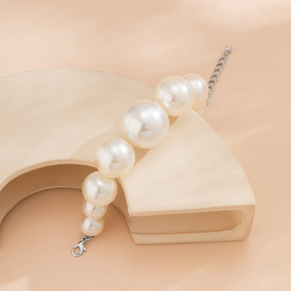 Pearl and Silver-Plated Ball Bead Bracelet, silver bracelet for women, vintage-inspired design, lifestyle look