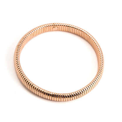 18K Rose Gold-Plated Herringbone Bangle, rose gold bangle bracelet, everyday style, lifestyle look