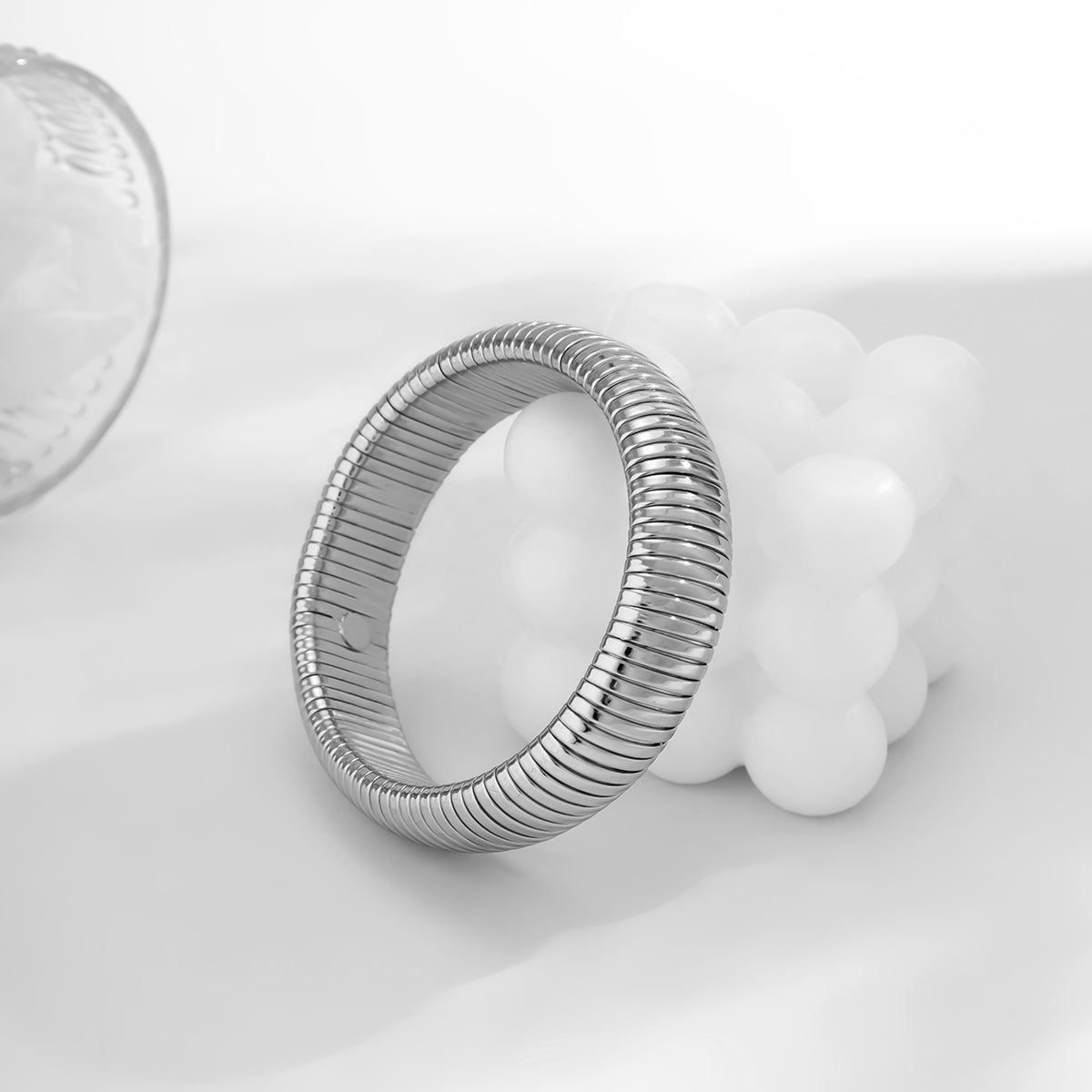 Silver-Plated Herringbone Bangle, silver bangle bracelet, everyday style, lifestyle look