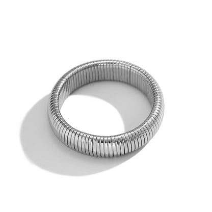 Silver-Plated Herringbone Bangle, silver bangle bracelet, everyday style, styled look