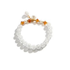 Yellow Acrylic & Pearl 18K Gold-Plated Flower Beaded Stretch Bracelet