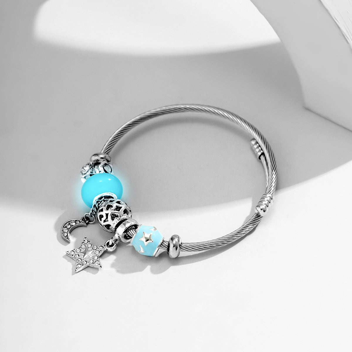 Quartz & Cubic Zirconia Moon Charm Bracelet