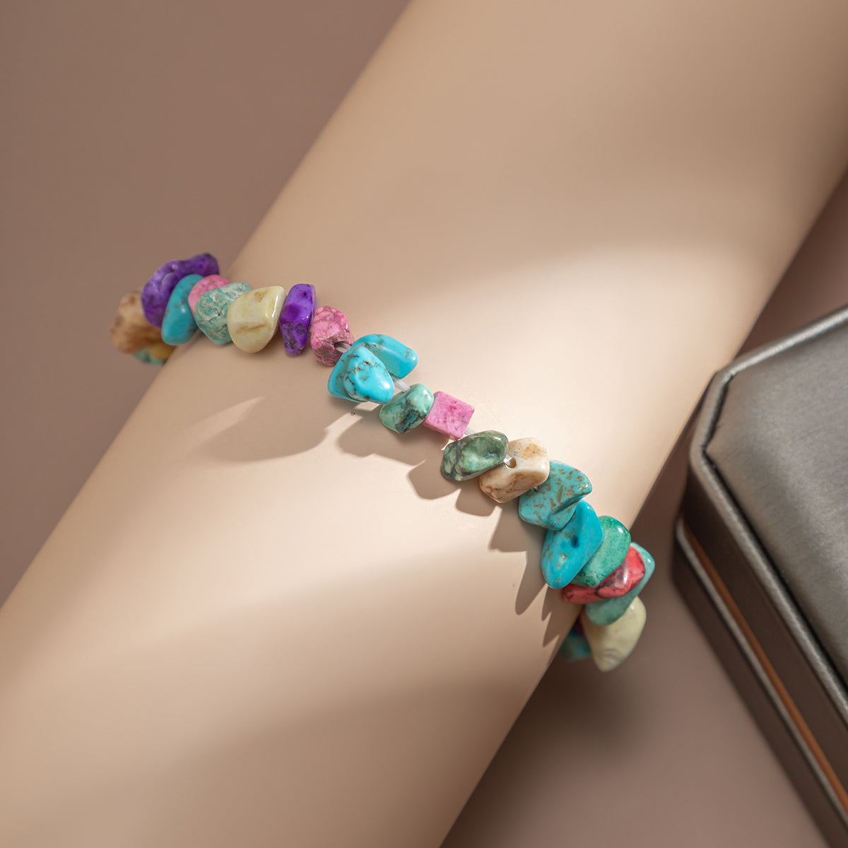 Blue & Purple Turquoise Beaded Stretch Bracelet