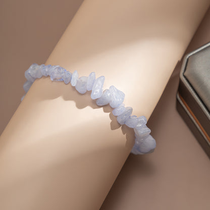 Blue Quartz Beaded Stretch Bracelet, bracelet for women, dainty minimalist design, styled look