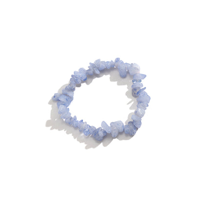 Blue Quartz Beaded Stretch Bracelet, bracelet for women, dainty minimalist design, side view