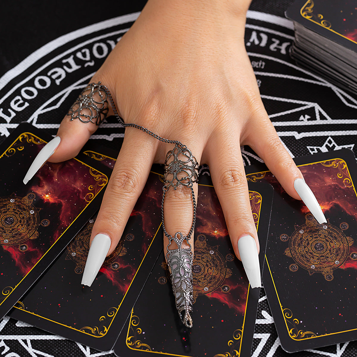 Black Filigree Triple-Finger Ring, statement rings for women, elegant gift for her, lifestyle look