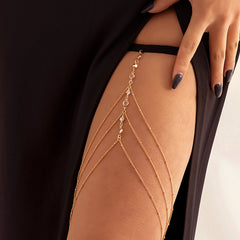 Cubic Zirconia & Nylon18K Gold-Plated Chevron Layered Leg Chain