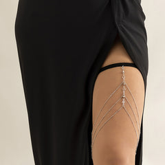 Cubic Zirconia & Silver-Plated Chevron Layered Leg Chain