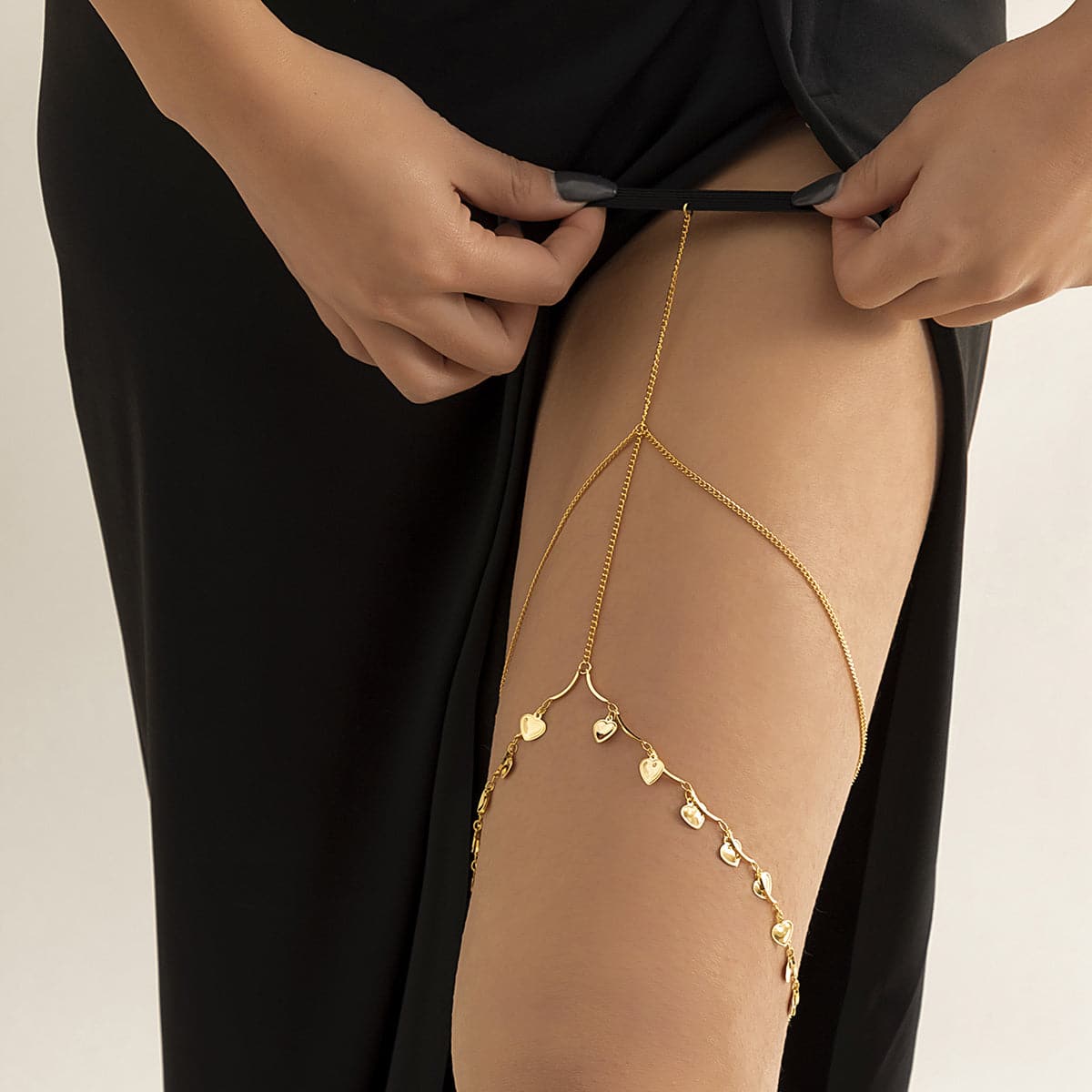 18K Gold-Plated Heart Layered Leg Chain