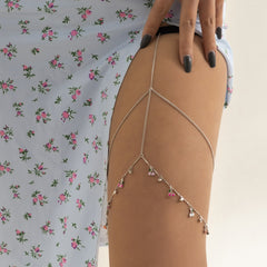 Cubic Zirconia & Silver-Plated Cherry Layered Leg Chain