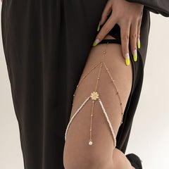 Pearl & 18K Gold-Plated Layered Leg Chain