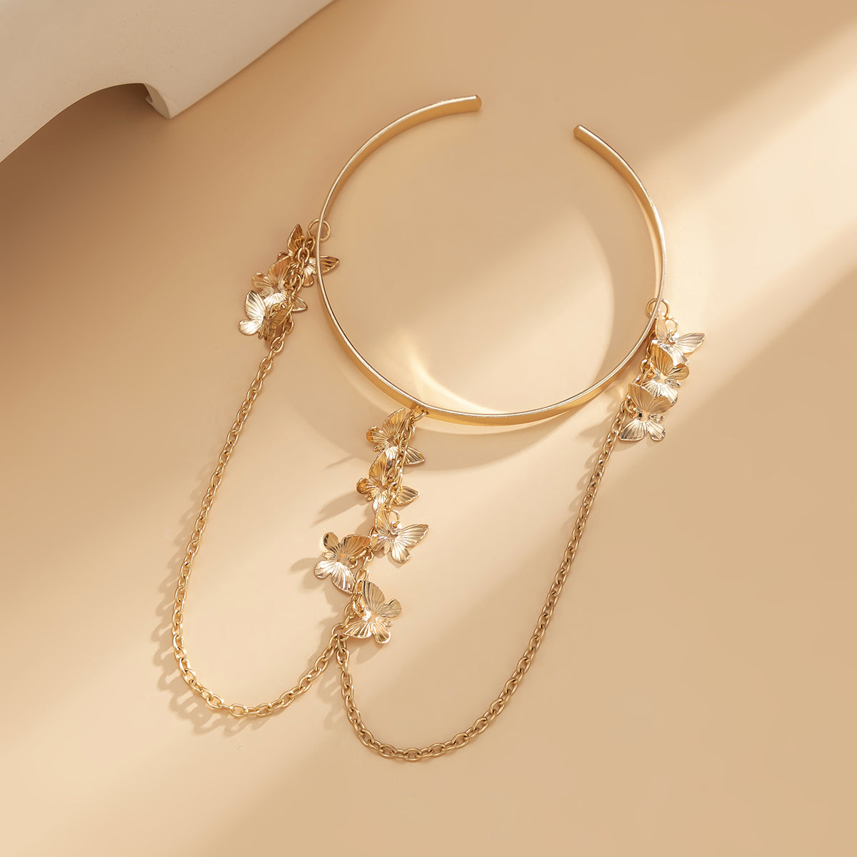 18K Gold-Plated Butterfly Arm Cuff, botanical inspired, lifestyle look
