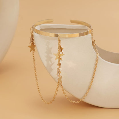 18K Gold-Plated Star-Tassel Arm Cuff, vintage-inspired design, detail close-up