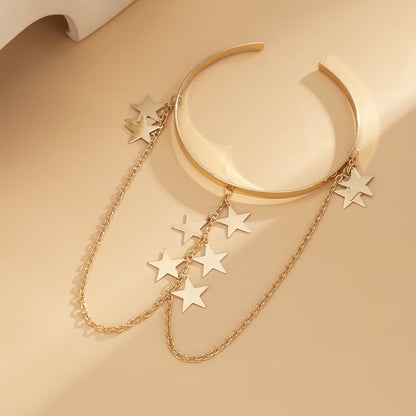 18K Gold-Plated Star-Tassel Arm Cuff, vintage-inspired design, lifestyle look