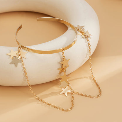 18K Gold-Plated Star-Tassel Arm Cuff, vintage-inspired design, styled look