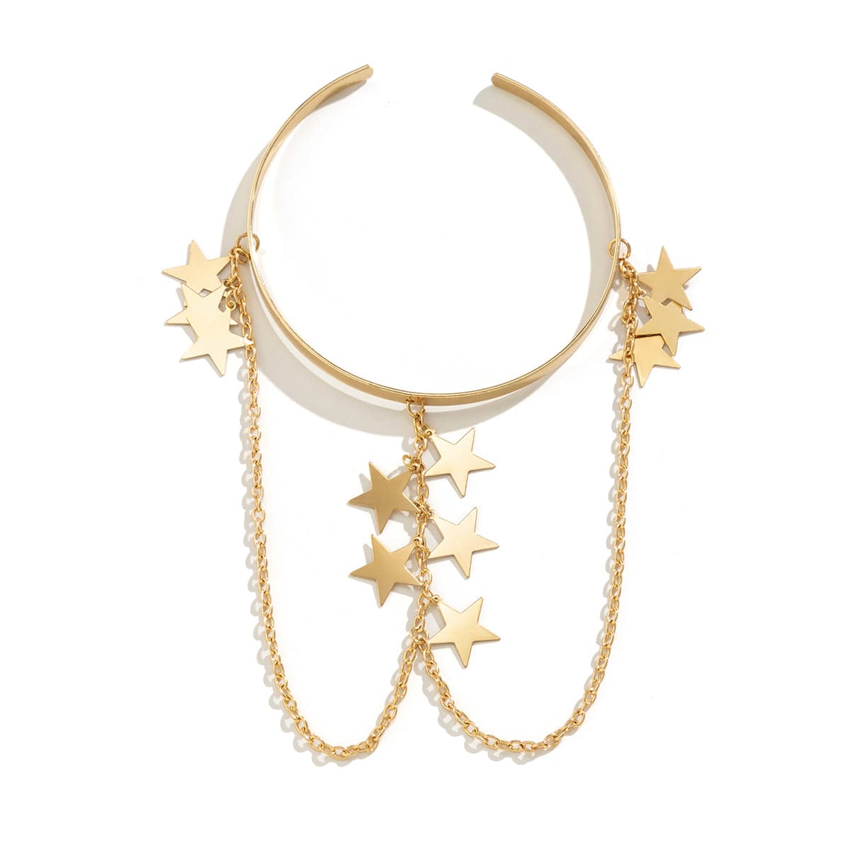 18K Gold-Plated Star-Tassel Arm Cuff, vintage-inspired design, side view