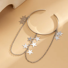 Silver-Plated Star Drop Chain Arm Cuff